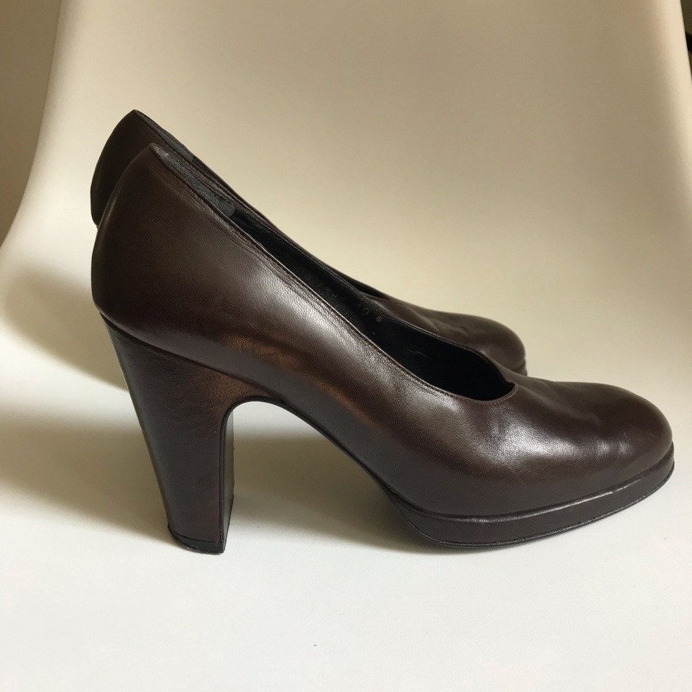 Clergerie for Barney’s brown leather heels